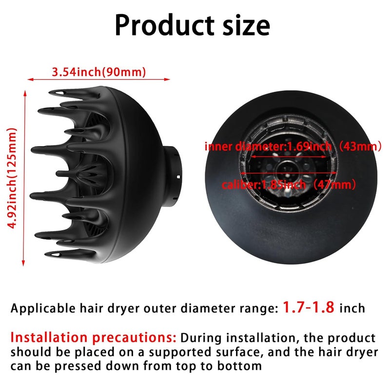 YingEnter Black Orchid Hair Diffuser, Hair Dryer for BlowDryers with 1.7-1.8 inch Diameter Nozzle, suitable for Curlyand Wavy Hair-Softness and Control Blow-out hair is softerfluffier - Image 2